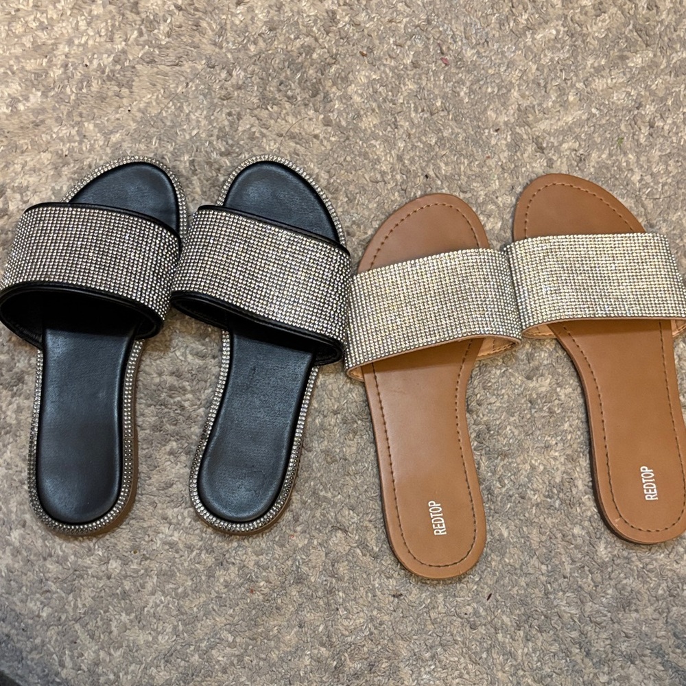 TWO PAIRS SPARKLY SANDALS SIZE 6